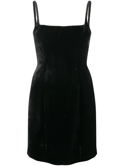 Miu Miu Velvet Sleeveless Mini Dress In Black