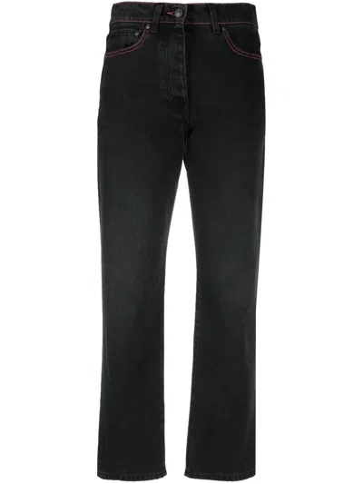 Msgm Cropped Straight-leg Jeans In Multi-colored
