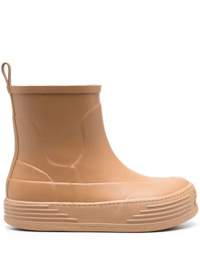 Palm Angels Round-toe Ankle Boots In Camel
