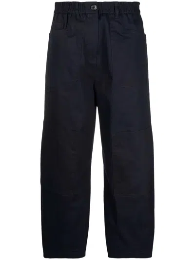 Paul Smith Cropped Wide-leg Trousers In Dark Blue