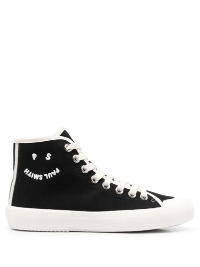 Paul Smith Embroidered-logo Lace-up Sneakers In Black