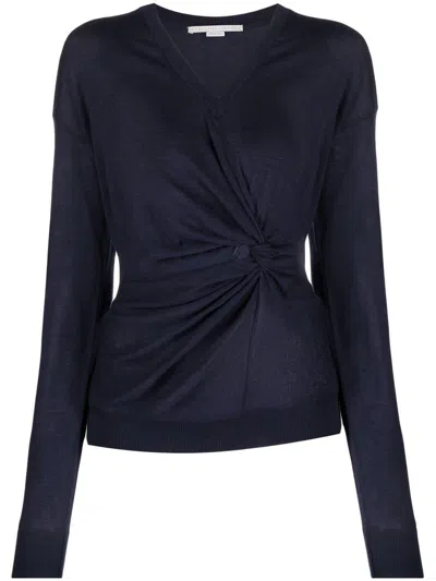 Stella Mccartney Gathered Knitted Top In Navy