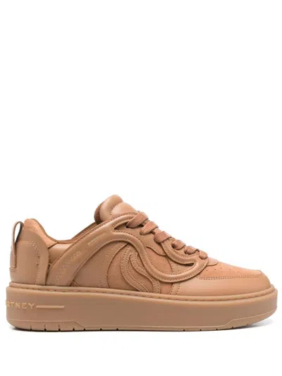 Stella Mccartney S-wave Embroidered Sneakers In Beige