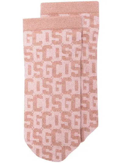 Wolford X Gcds Monogram-pattern Socks In Pink