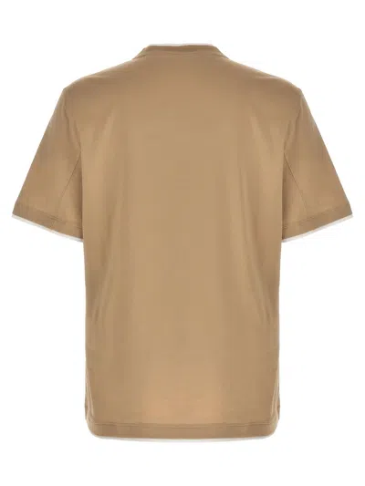 Brunello Cucinelli Double Layer T-shirt In Beige