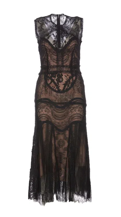 Costarellos Flared Lace Maxi Dress In Black