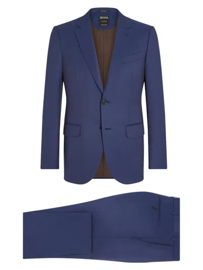 Zegna Centoventimila Single-breasted Wool Suit In Utility Blue