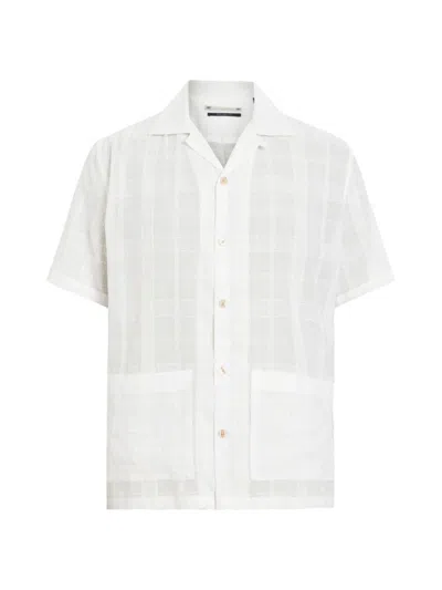 Allsaints Men's Indio Check Short-sleeve Shirt In Avalon White