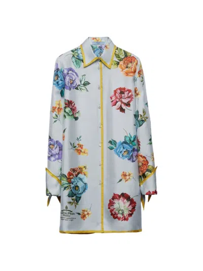 Prada Printed Silk Twill Mini-dress In F0276 Acciaio