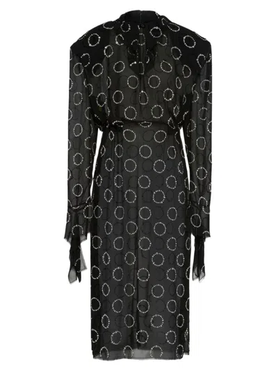 Prada Crystal-embellished Georgette Midi Dress In Black