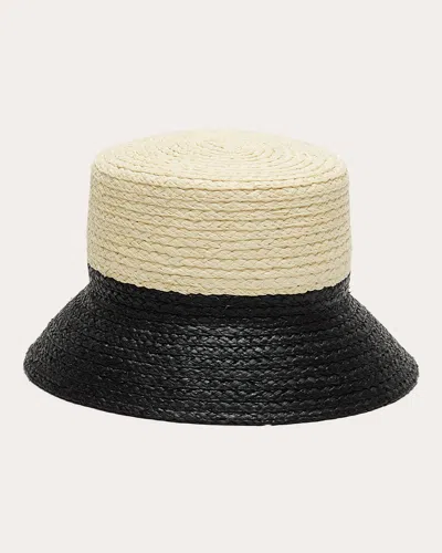 Eugenia Kim Jonah Two-tone Raffia Bucket Hat In Ivory/black
