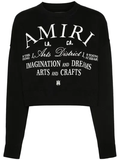 Amiri Logo-embroidered Cotton Jumper In Black