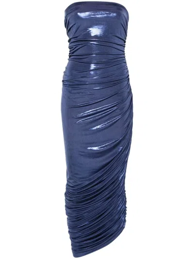 Norma Kamali Diana Strapless Gown In Blau