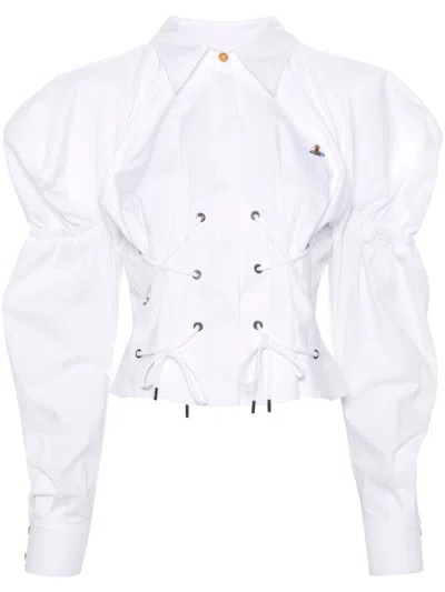 Vivienne Westwood Orb-embroidered Cotton Shirt In Weiss