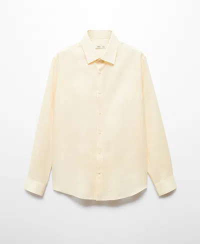 Mango 100% Linen Regular-fit Shirt Yellow In Jaune