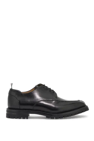 Thom Browne Smooth Leather Derby Apron Stitch In In Nero