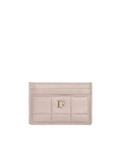 Dsquared2 Logo-plaque Leather Card Holder In Beige+or
