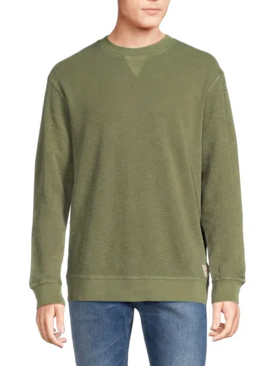 Scotch & Soda Cotton Blend Garment Dyed Regular Fit Crewneck Sweatshirt In Dark Green
