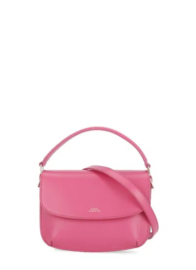 Apc Sarah Mini Fuchsia Leather Bag In Pink