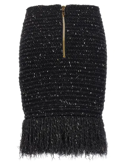 Balmain Tweed Skirt In Black