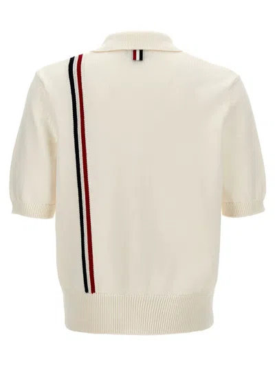 Thom Browne 'jersey Stitch' Polo Shirt In White