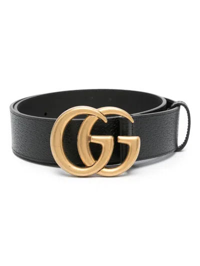 Gucci Cintura Larga Gg Marmont In Black