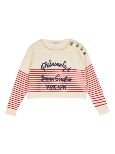 Philosophy Kids' Maglione A Righe Marinière In White