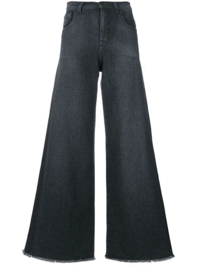 Andrea Ya'aqov Raw Hem Wide-leg Jeans In Grey