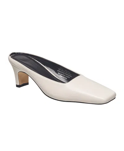 French Connection Women's Aimee Closed Toe Heeled Mule In White- Faux Leather