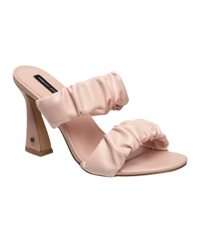 French Connection Women's Crystal Ruched Heel Sandals In Blush