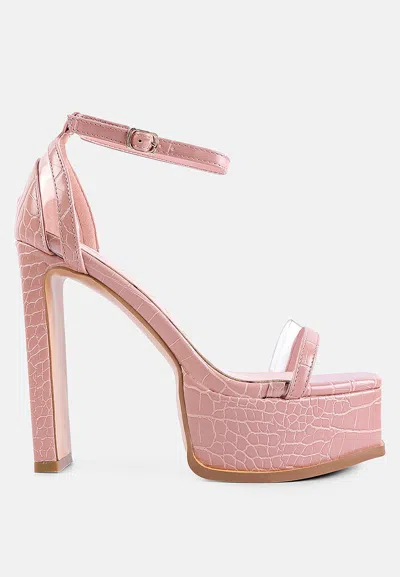 London Rag Cutlass High Heeled Chunky Sandals In Pink