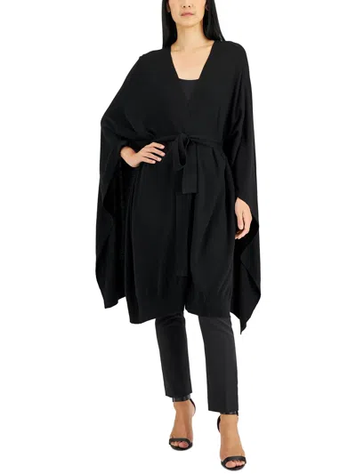 Donna Karan Womens Cashmere Blend Cape Wrap Sweater In Black