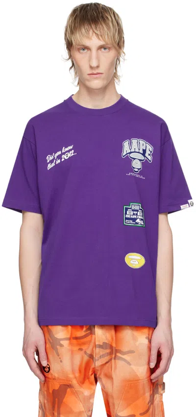 Aape By A Bathing Ape Logo-print Cotton T-shirt In Purple