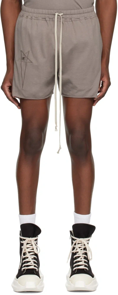 Rick Owens Champion Dolphin Logo-embroidered Organic Cotton-jersey Shorts In Grey