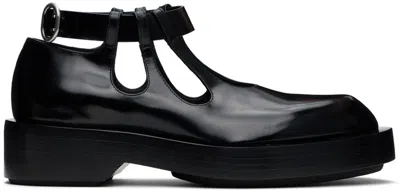 Jil Sander Buckled Leather Loafers In Black