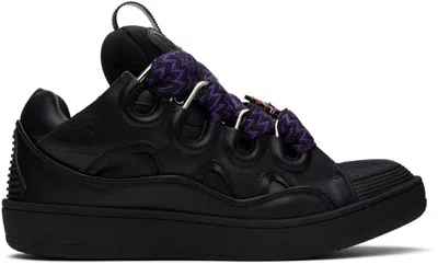 Lanvin X Future Men's Curb Leather Low-top Sneakers In Black