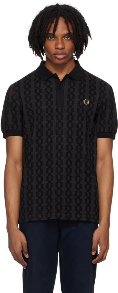 Fred Perry Cable Print Polo T Shirt Grey