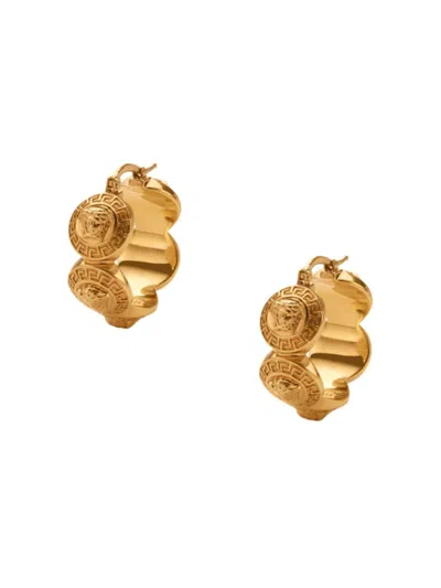 Versace Tribute Medusa Hoop Earrings In Tribute Gold