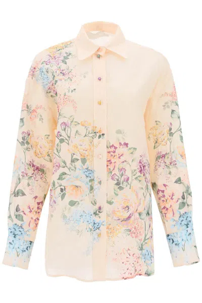 Zimmermann Floral Halliday Shirt In Rosa