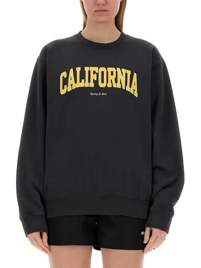 Sporty And Rich Sporty & Rich Sweatshirt With Logo Unisex In Black