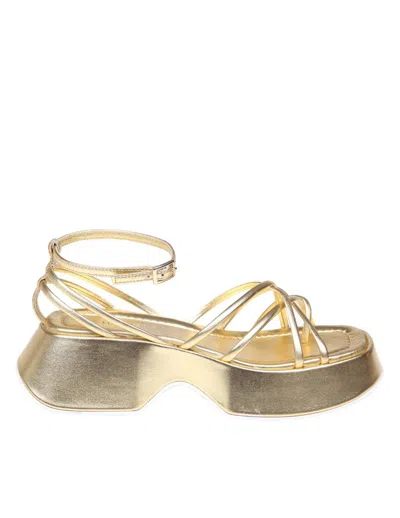 Vic Matie Laminated Leather Sandal In Gold