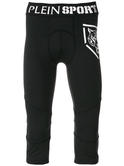 Plein Sport Cropped Fitted Trousers In Black