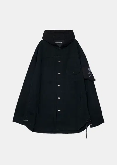 Mastermind Japan Black 1st Ss Denim Shirt With Hood In Black/black