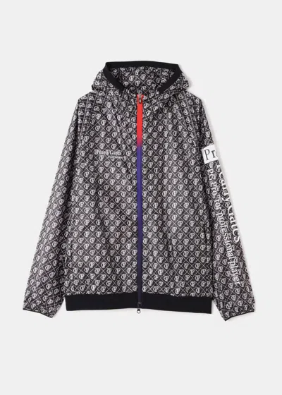 Pearly Gates Monogram-pattern Hooded Jacket In Navy