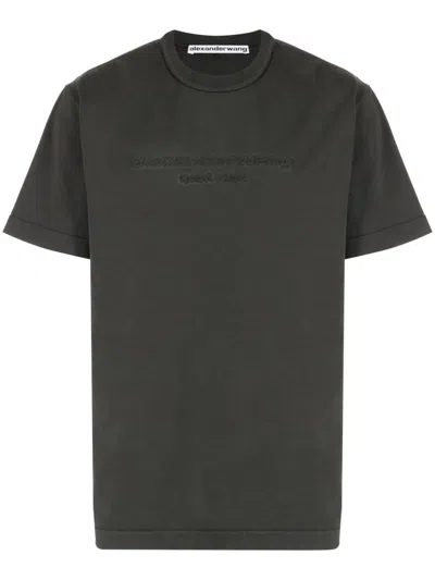 Alexander Wang Crew-neck T-shirt With Logo In Grey