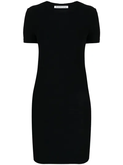 Alexander Wang Crewneck Short Sleeve Mini Dress In Black
