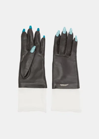 Undercover Nail-appliqué Leather Gloves In Brown