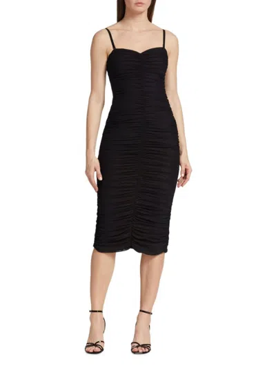 L Agence Women's Caprice Ruched Midi Dress In Black