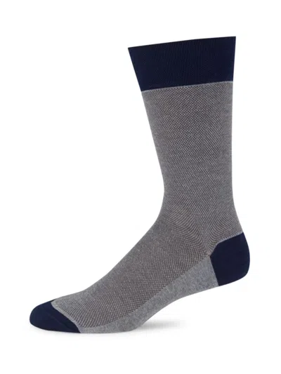 Marcoliani Men's Contrast Piqué Cotton Socks In Flannel Grey