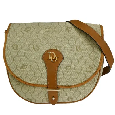 Dior Honeycomb Beige Canvas Shoulder Bag () In Green